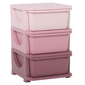 Pink 3 Tier Storage Dresser, Kids Toy Organizer and Chest, Efficient for Bedroom, Nursery, and Living Room