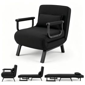 3-in-1 Convertible Sofa Bed, Adjustable Backrest Folding Sleeper Chair with Pillow