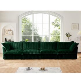 Slipcovered Long Sofa, 4 Seater Sofa with Removable Cover, Extra Deep Couch for Living Room, Corduroy Fabric Cloud Like Comfy Sofa Couch