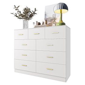 9 Drawer Double Dresser for Bedroom, Wide Storage Cabinet for Living Room Home Entryway,White