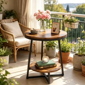 2-Tier round End Table Bedside with Storage Shelf Living Room Decor Coffee Table Modern Minimalist Style Sofa Table