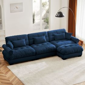 Super Comfort Oversized Modular Velvet Sectional Sofa Couch with Movable Ottoman,Corner Sectional with Bolstered Armrests, Deep Seat Cloud Couch