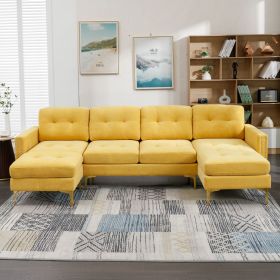 110" L-Shape Convertible Sectional Sofa Couch with Movable Ottoman for Living Room, Apartment, Office(Old SKU:SG000970ALL), Yellow