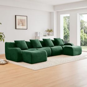 U-Shaped Boneless Sofa,Teddy Fabric No assembly required Curved armrest,Anti-slip Design,Streamlined Design 32D High Density Sponge