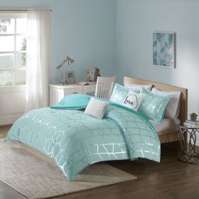 Full/Queen Metallic Printed Comforter Set