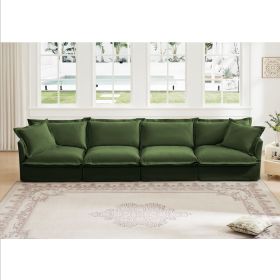Slipcovered Long Sofa, 4 Seater Sofa with Removable Cover, Extra Deep Couch for Living Room, ,Chenille Fabric Cloud Like Comfy Sofa Couch