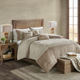 7 Piece Faux Suede Comforter Set Tan King