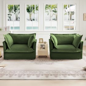 Set of 2 Slipcovered Armchairs,Deep Seat Accent Chair Set for Living Room, Reading Room, Bedroom and Working Spaces