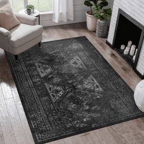 LOOM & LUXE Area Rug 5x8, Washable Rug, Low-Pile, Non-Slip, Non-Shedding, Foldable, Kid & Pet Friendly - Area Rugs for living room, bedroom