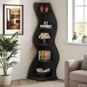 Modern 5-Tier Corner Bookcase Elegant  Bookshelf for Living Room Bedroom Organizer Storage Rack