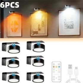 Picture Lights For Wall, Battery Powered Magnetic Lights With 3 Lighting Color Dimmable Timer Art,Poster,Gallery,Painting Display,Photos,Frame,Wa (Option: 6pcs)