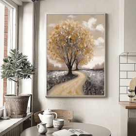 Hand Painted Oil Painting Abstract Blooming Tree Landscape Oil Painting On Canvas Nature Forest Wall Art Original Autumn Forest Landscape Art Liv (style: 01, size: 150X220cm)