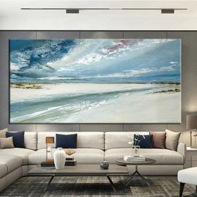 Hand Painted Oil Paintings Abstract Seascape Painting Beach Ocean  Living Room Hallway Luxurious Decorative Painting (style: 01, size: 50X100cm)