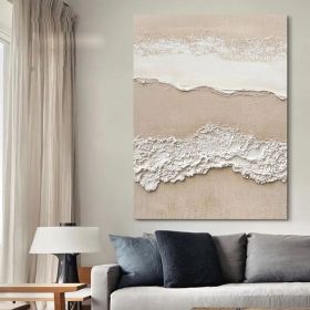 Large Cream White Texture Wall Art Ocean Beach Minimalist Painting 3D Wabi-Sabi Textured Painting Beige and White Abstract Art Home Decor (style: 01, size: 120x160cm)