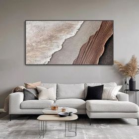 Earth Tone Waves Art 3D Minimalist Ocean Painting on Canvas Textured Wall Art Wabi-Sabi Wall Art Living Room Painting Fashion Room Decor (style: 01, size: 70X140cm)