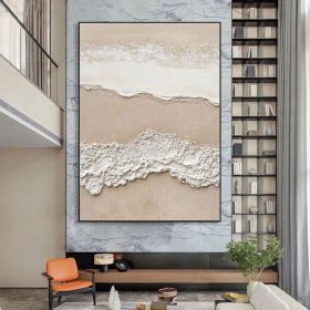 Large Cream White Texture Wall Art Ocean Beach Minimalist Painting 3D Wabi-Sabi Textured Painting Beige and White Abstract Art Home Decor (style: 01, size: 70x100cm)
