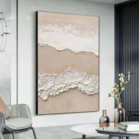 Large Cream White Texture Wall Art Ocean Beach Minimalist Painting 3D Wabi-Sabi Textured Painting Beige and White Abstract Art Home Decor (style: 01, size: 90x130cm)