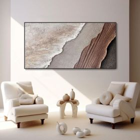 Earth Tone Waves Art 3D Minimalist Ocean Painting on Canvas Textured Wall Art Wabi-Sabi Wall Art Living Room Painting Fashion Room Decor (style: 01, size: 120x240cm)