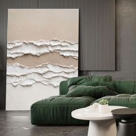 Original 3D Ocean Beach Painting Minimalist Landscape Abstract Painting Neutral 3D Textured Wall Art Abstract Wave Art Living Room Decor (style: 01, size: 90x130cm)