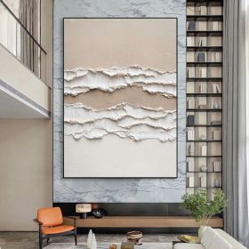 Original 3D Ocean Beach Painting Minimalist Landscape Abstract Painting Neutral 3D Textured Wall Art Abstract Wave Art Living Room Decor (style: 01, size: 100X150cm)