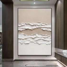 Original 3D Ocean Beach Painting Minimalist Landscape Abstract Painting Neutral 3D Textured Wall Art Abstract Wave Art Living Room Decor (style: 01, size: 140x210cm)
