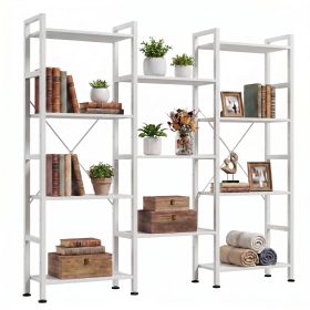 Three Columns and Four Layers Bookshelf, Wide Bookcase with 11 Open Display Shelves, Adjustable Storage Shelf for Home & Office (Pack Size: 1 Pack)
