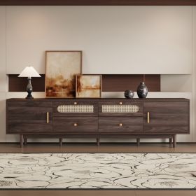 76 TV Stand With Drawers For Living Room Bedroom, Modern Chic Entertainment Center For TVs Up To 85 Inches, Entertainment Center With Storage (Option: Dark brown)